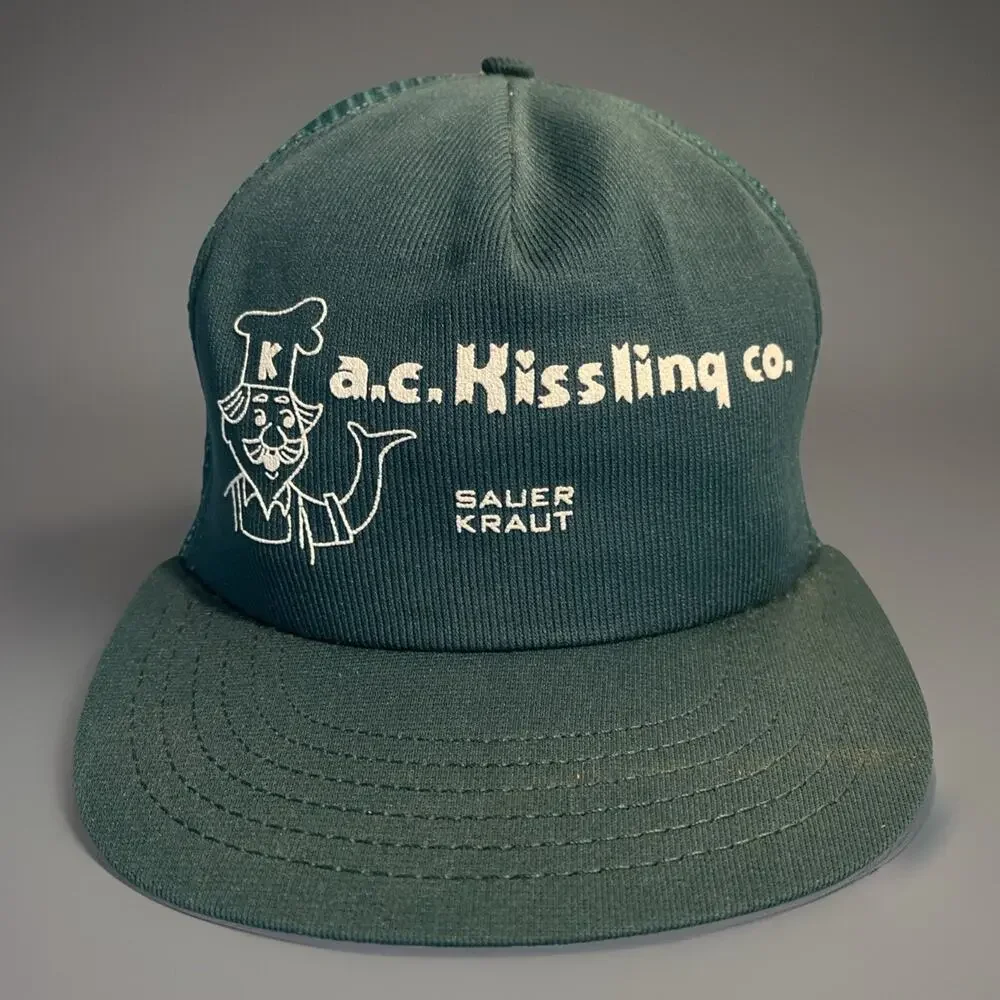 Vintage A.C. Kissling co. sauer kraut. green trucker hat Foam Breakdown